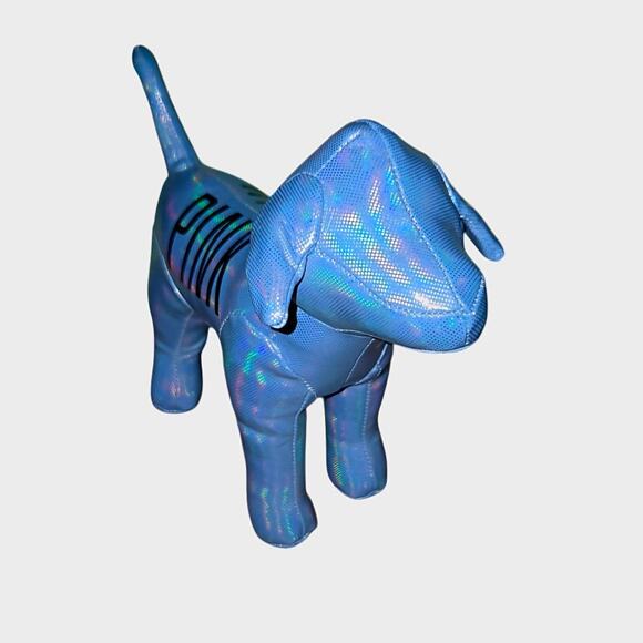 Y2K Victoria Secret PINK Shiny BLUE Miniature Plush Dog - Picture 4 of 5